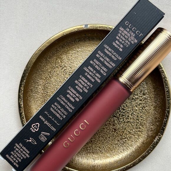Gucci Rouge Liquid Matte Lip Color Transfer Proof 203 Mildred Rosewood - Picture 9 of 12